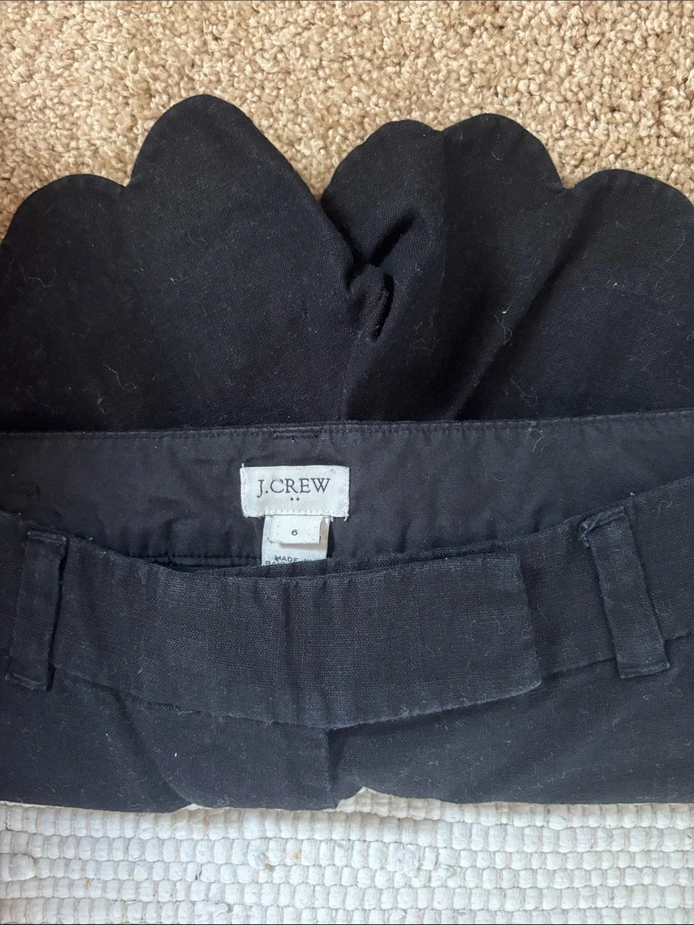 J. Crew Black Scalloped Hem High-Waist Women's Shorts